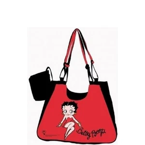 NWT Betty Boop Graphic Print Shoulder Strap Large Tote Bag Red / Black - Picture 1 of 16