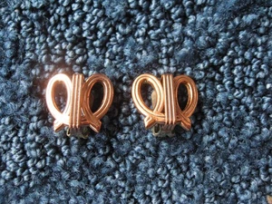 Renoir-Clip on-Copper Earrings-1960's-1" x 1" - Picture 1 of 5