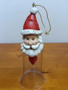 Vintage Santa Bell Glass Ornament With Heart - Picture 1 of 5