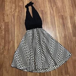 Vestido halter Y2K años 90 conectado para mujer 10 puntos satinados negros caprichoso gótico retro - Imagen 1 de 13