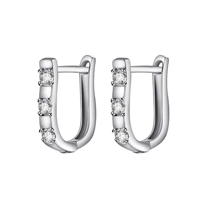  Una coppia elegante zircone a forma di U festa nuziale gioielli donne orecchini - Immagine 1 di 4