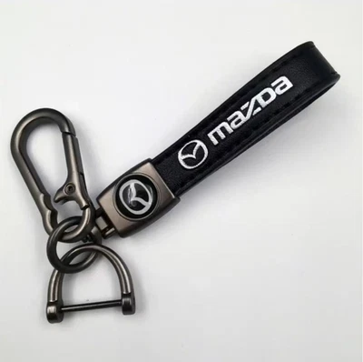 For Mazda Luxury Leather Keychain Keyring Logo Car Key Ring - Image 1 of 4