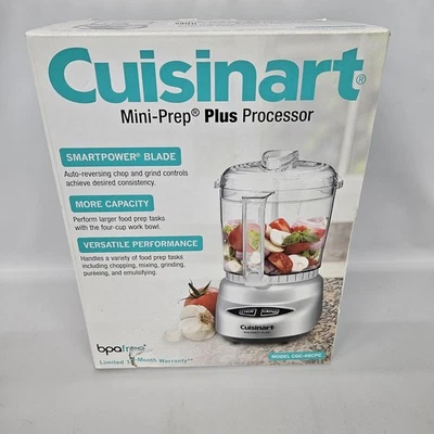 Cuisinart CGC-4BCPC Mini-Prep Plus 4-Cup Food Processor Chop Grind Silver NEW - Image 1 of 4