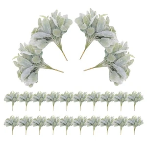 24 Pcs Artificial Flocked Lambs Ear Greenery Stems Faux Lambs Ear Stems8687 - Picture 1 of 7