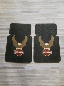 Harley Davidson Logo Bar Shield Eagle Front Rubber Floor Mats 2 Pc Car Truck SUV - Picture 1 of 19