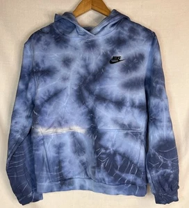 Nike Blue Tie Dye Cropped Hoodie Youth Size XL Oversized Pullover - Picture 1 of 7