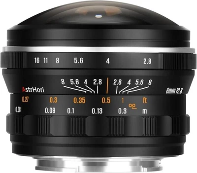 AstrHori 6mm F2.8 Full-Frame Ultra-Wide Angle Circular Fisheye Lens For E/L/RF/Z - Image 1 of 4