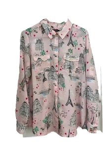Karl Lagerfeld Paris Logo Print Shirt Bluse Damen rosa M mehrfarbig gebraucht, in einwandfreiem Zustand - Bild 1 von 10