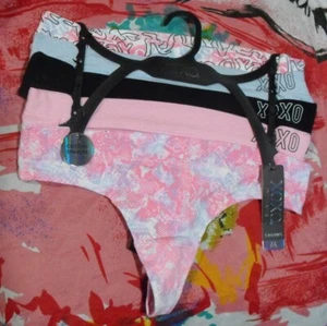 5 NEW XOXO INTIMATES XO8507 5PKBP LOGO WAIST COTTON THONG PANTIES M - Picture 1 of 2