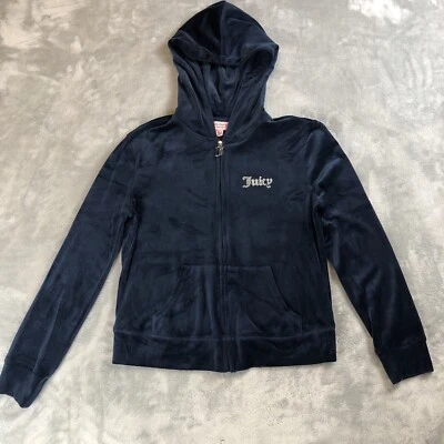Juicy Couture Navy Blue Y2K Velour Long Sleeve Zip Up Tracksuit Hoodie Size M - Image 1 of 4