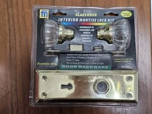 NEW Franklin Manufacturing Hardware Glass Knob Complete Indoor Mortise Lock Kit - Picture 1 of 6