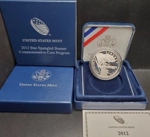 2012 P $1 Star Spangled Banner Commemorative Proof Silver Dollar- With Box & COA - Picture 1 of 4