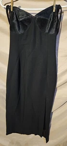 Vestido lápiz vintage Alberto Makali negro con tirantes/abertura en la pierna - Talla 8 - Imagen 1 de 7