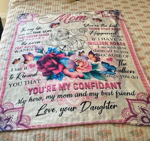 Mother’s Day Gift - Letter to Mom Soft Warm Throw Blanket for Home Office Travel - Picture 1 of 1