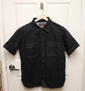 IRON HEART Denim Shirt Short Sleeve Altered Black XL - Picture 1 of 5