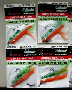 4 Eagle claw Circle Sea Sardine Feather Rigs SAS2040 , cod, rockfish, size 5/0 - Picture 1 of 3