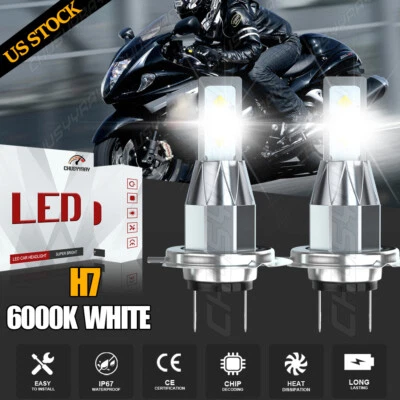 Pair H7 LED Headlight Bulbs Conversion Kit For BMW F700GS F800GT 2013 2014 2015 - Image 1 of 4