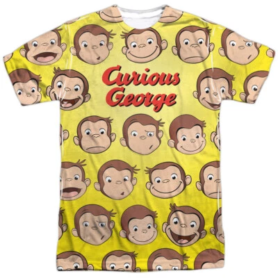 Camiseta Masculina Adulta Licenciada CURIOUS GEORGE CURIOSO FACES Estampa Frontal SM-3XL - Imagem 1 de 3