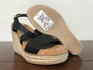 Salvatore Ferragamo "Gioela" Damen Keilsandale schwarz Leder Größe 8 Italien - Bild 1 von 12