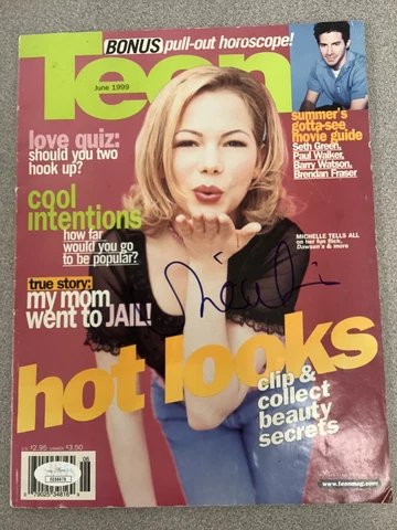 Michelle Williams Signed Teen Magazine Dawson’s Creek No Label Auto JSA 1999 Cover