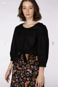 Princess Highway Black Billie Button Up Tie Front Blouse Size 8 - Picture 1 of 9