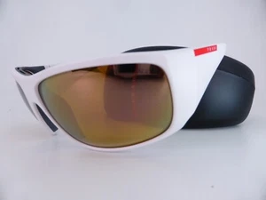PRADA SPORT Sunglasses OPS O4VS AAI5N2 White Satin - POLARISED Gold Mirror Lens - Picture 1 of 7