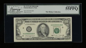 DBR 1990 $100 FRN St. Louis Fr. 2173-H Legacy 55 PPQ Serial H03999348B - Picture 1 of 2