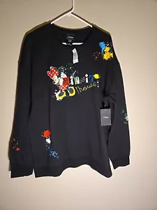 Disney Minnie Mouse Sweatshirt XL Embroidered Paint Splatter BoxLunch Exclusive - Picture 1 of 12