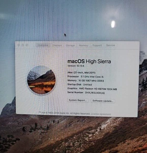 Apple iMac 27" All-In-One Desktop 3.1GHZ I-5, 16GB RAM 1TB HDD - MC814LL/A 2011 - Picture 1 of 8