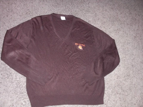 Vintage 80s CLEVELAND BROWNS Garan made in USA acrylic Sweater Medium Cover