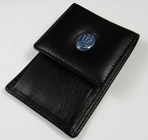 Rare Lladro Collectors Society Leather Key Case Fob Porcelain Flower Emblem - Picture 1 of 4