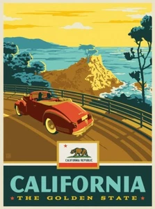 Vintage Drivin' Around California 8x10 Handarbeit Quilt Baumwollstoff Block - Bild 1 von 1