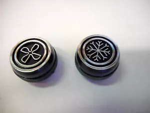 AC THERMOSTATIC TEMPERATURE & BLOWER SPEED A/C SWITCH KNOBS 'FAN' & 'SNOWFLAKE' - Picture 1 of 2