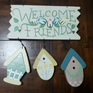 Rustic Wooden Welcome Friends Hanging Sign 12"×12" - Picture 1 of 6