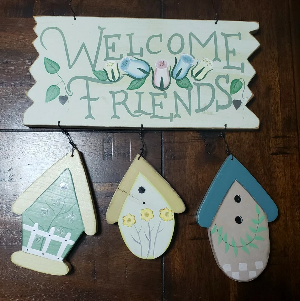 Rustic Wooden Welcome Friends Hanging Sign 12"×12" - Image 1 of 4