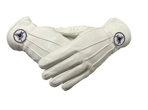 Guantes masónicos de cuero suave blanco cuadrado y brújula guante albañil - Imagen 1 de 4