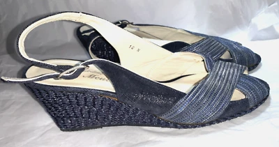 SESTO MEUCCI Peep Toe Wedge Pumps Blue Slingback Leather Women's 10N - Image 1 of 4