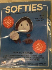 Vintage Softies Country Girl Craft Kit: Magnet, Christmas Ornament or Pin - Picture 1 of 3