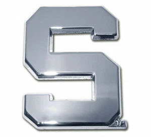 michigan state spartans block S shiny chrome logo auto emblem usa made - Picture 1 of 1