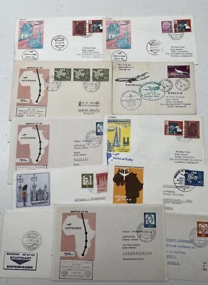 1962 German Luftpost Lufthansa Covers with Lovely Stamps & Postmarks (11) - Image 1 of 4