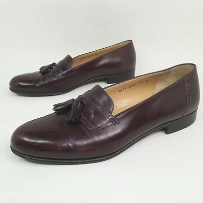 Mocassim Salvatore Ferragamo Caronte Borla Masculino Tamanho 11 D Couro Borgonha  - Imagem 1 de 4