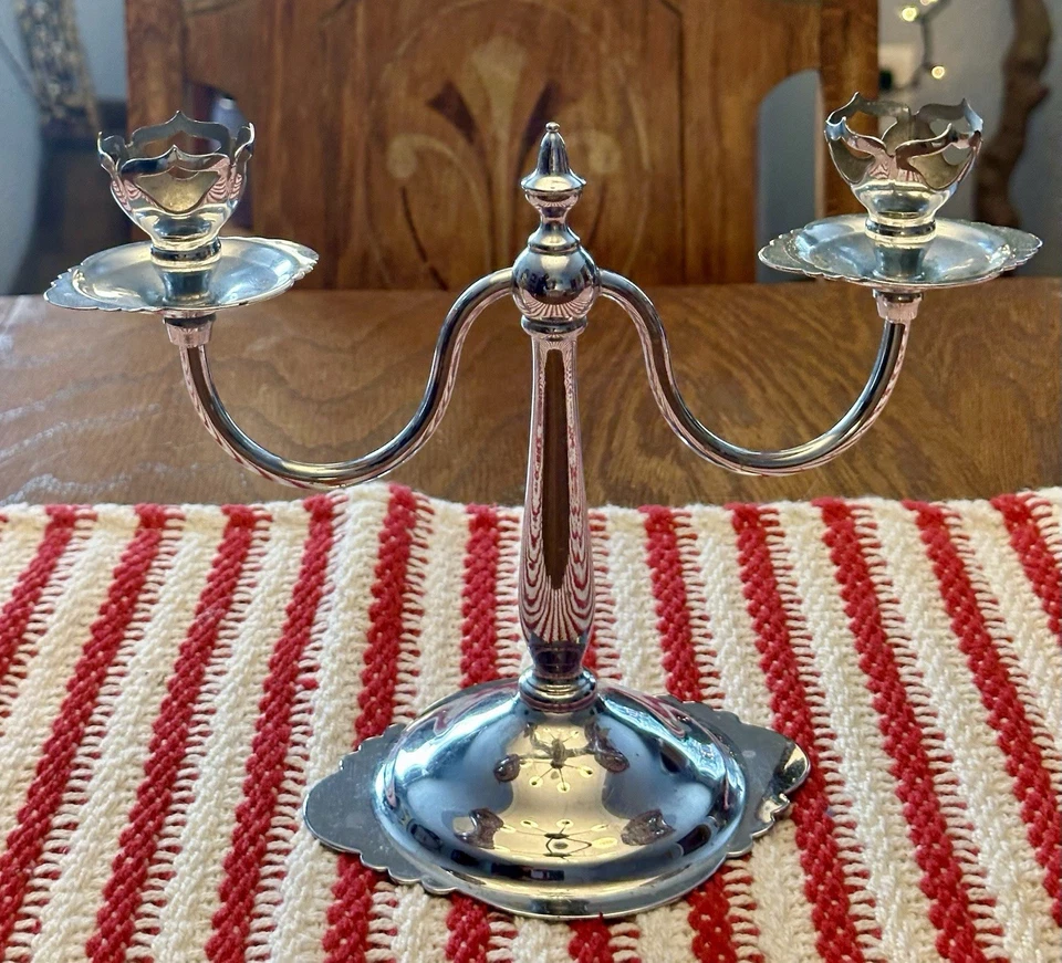 Centro de mesa vintage Krome Kraft Farber Brothers coleccionable candelabro Shabat Foto 1 de 4