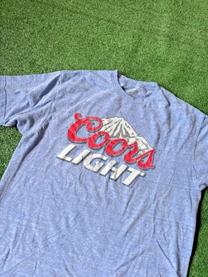 Coors Light Mens Blue Spell Out Mountain Logo Graphic T Shirt Size L Flaws - Image 1 of 4