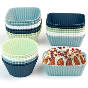 24 pz/set stampi riutilizzabili in silicone per cupcake tazze da forno antiaderenti fodera muffin GB - Foto 1 di 19