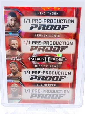 2025 Leaf Mike Tyson Lennox  Lewis Bowe Mercer Red Ice Prod Proof 1/1  - Image 1 of 2