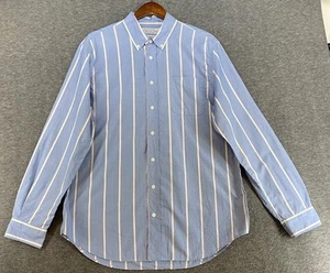 J Peterman Mens Size XL Blue Colorful Striped Button Up Shirt 100% Cotton - Picture 1 of 15