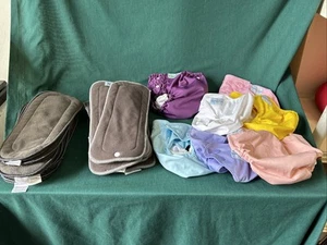 Lot Of 7 Reusable Cloth Diapers (6 Baby Goal) 10 Nora’s Nursery Pads & 7 Vlokup - Picture 1 of 10