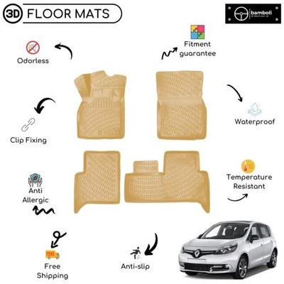 Alfombrilla de goma moldeada personalizada para Renault Scenic 3 2009 - beige arriba Foto 1 de 4