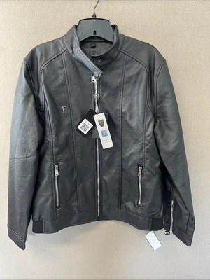 Chaqueta de moto negra de lujo de cuero vegano talla L D1208314 F-COLLECTION Foto 1 de 4