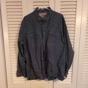 2XL Men's Cabelas Long Sleeve Button Up Blue Fishing Shirt Pre-owned - Picture 1 of 10